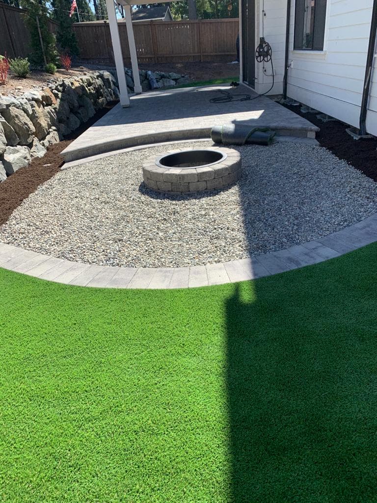 Old Village patio with seating wall