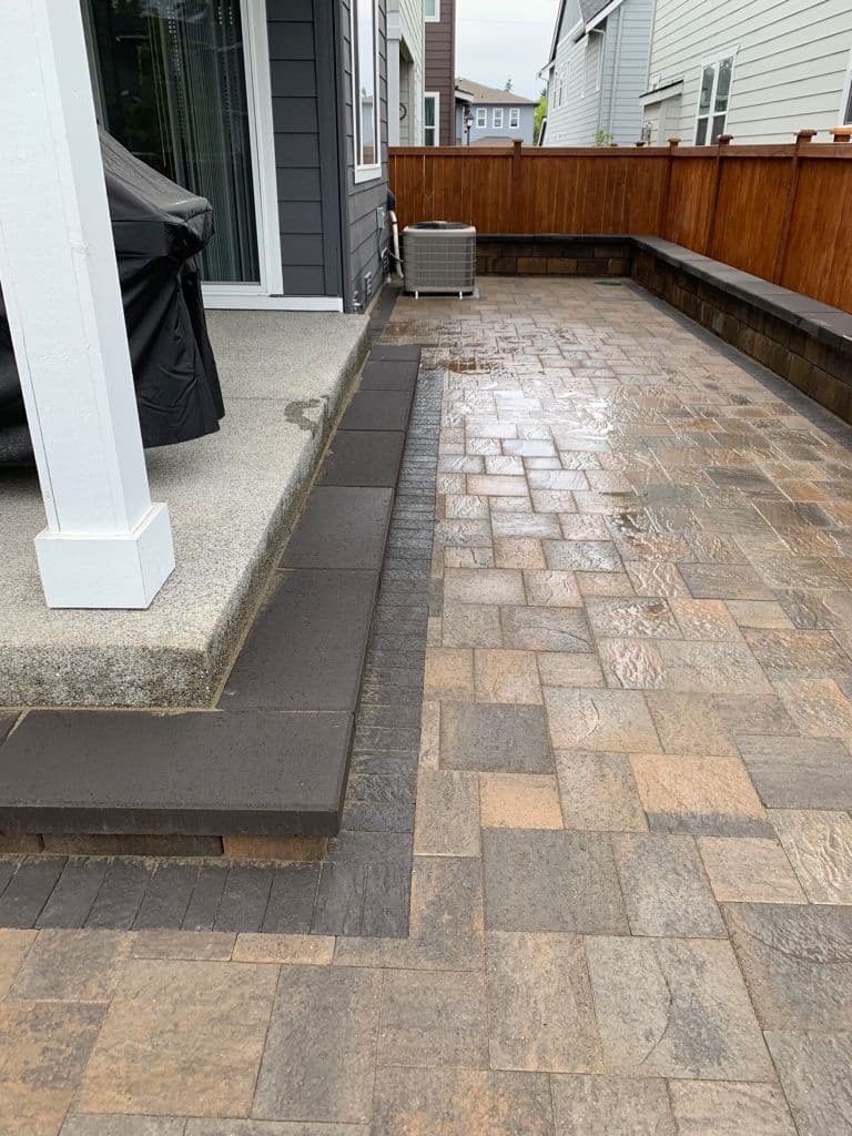 Sea Pines patio with seating wall