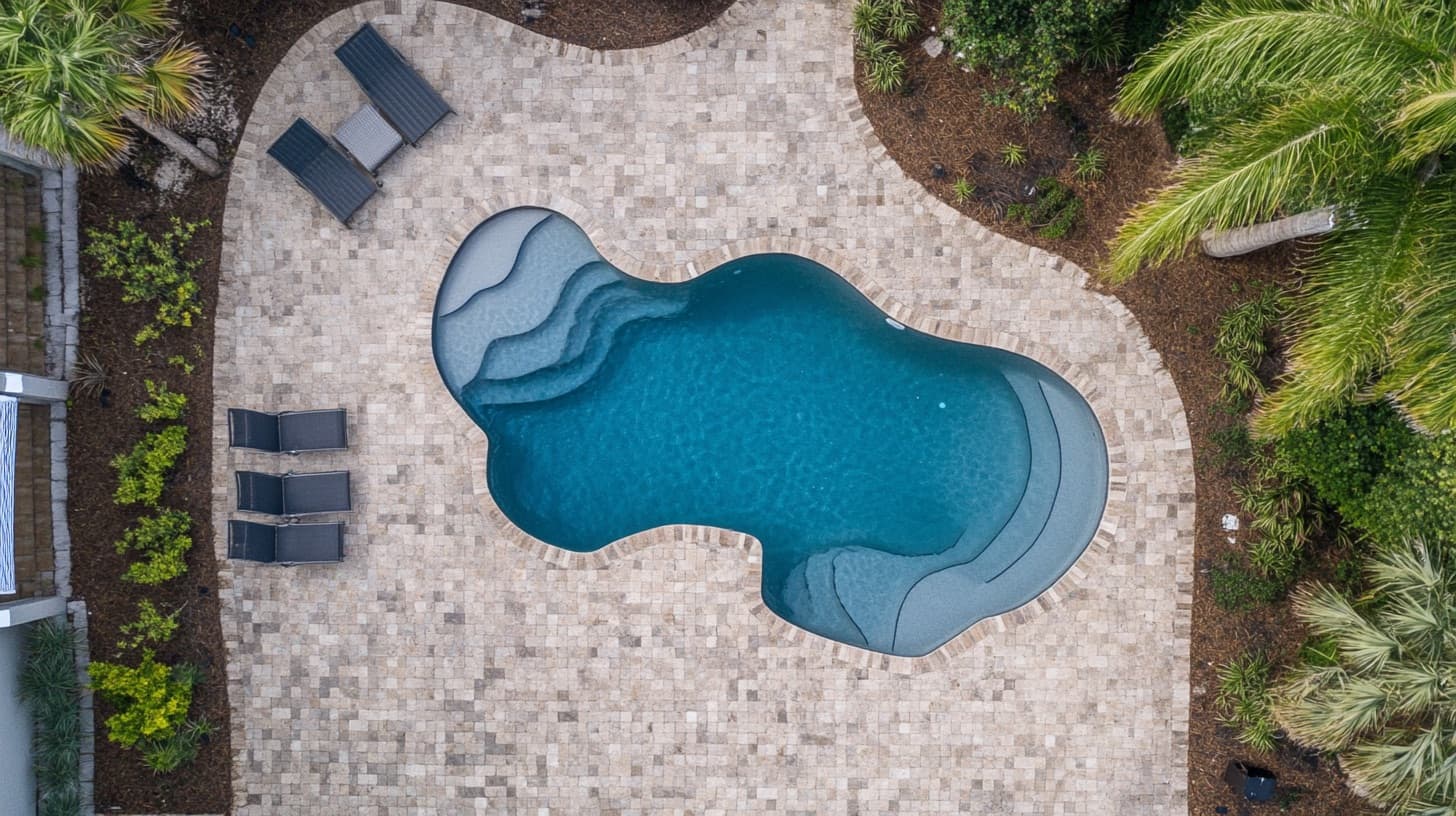 Lowcountry pool deck with seating