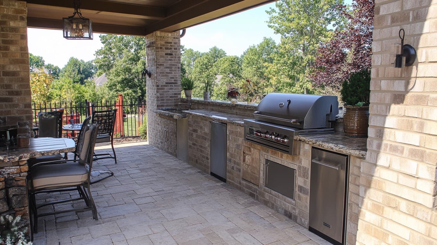 Grill station with bar seating